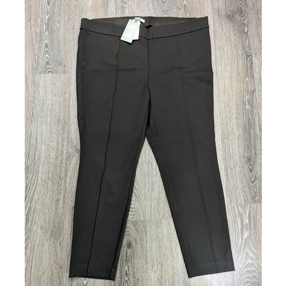 H&M Women's Dark Olive Green Front Crease Elastic Waist Pull On Pants Size XXL